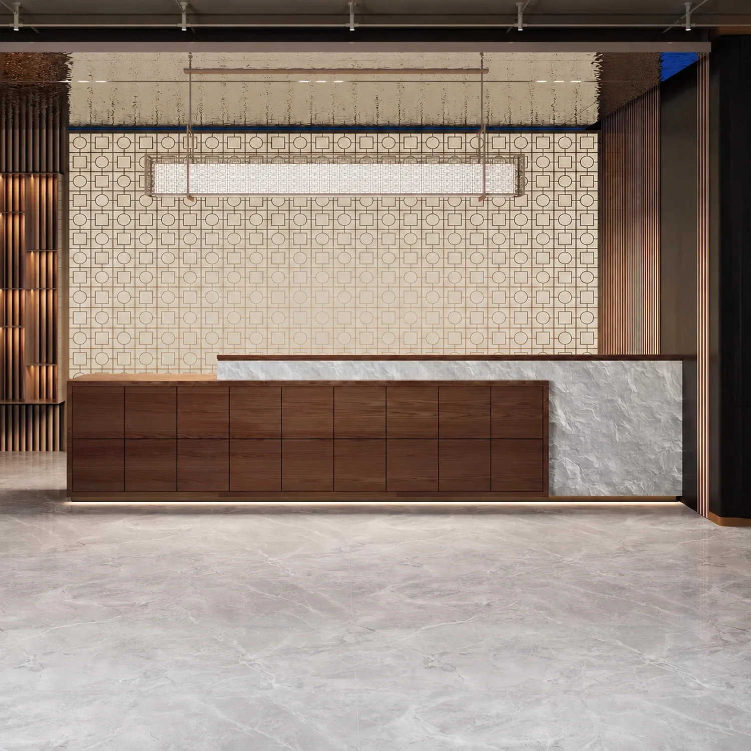 Modern Linear Reception Desk for Office Lobbies and Hospitality Spaces – Maoters
