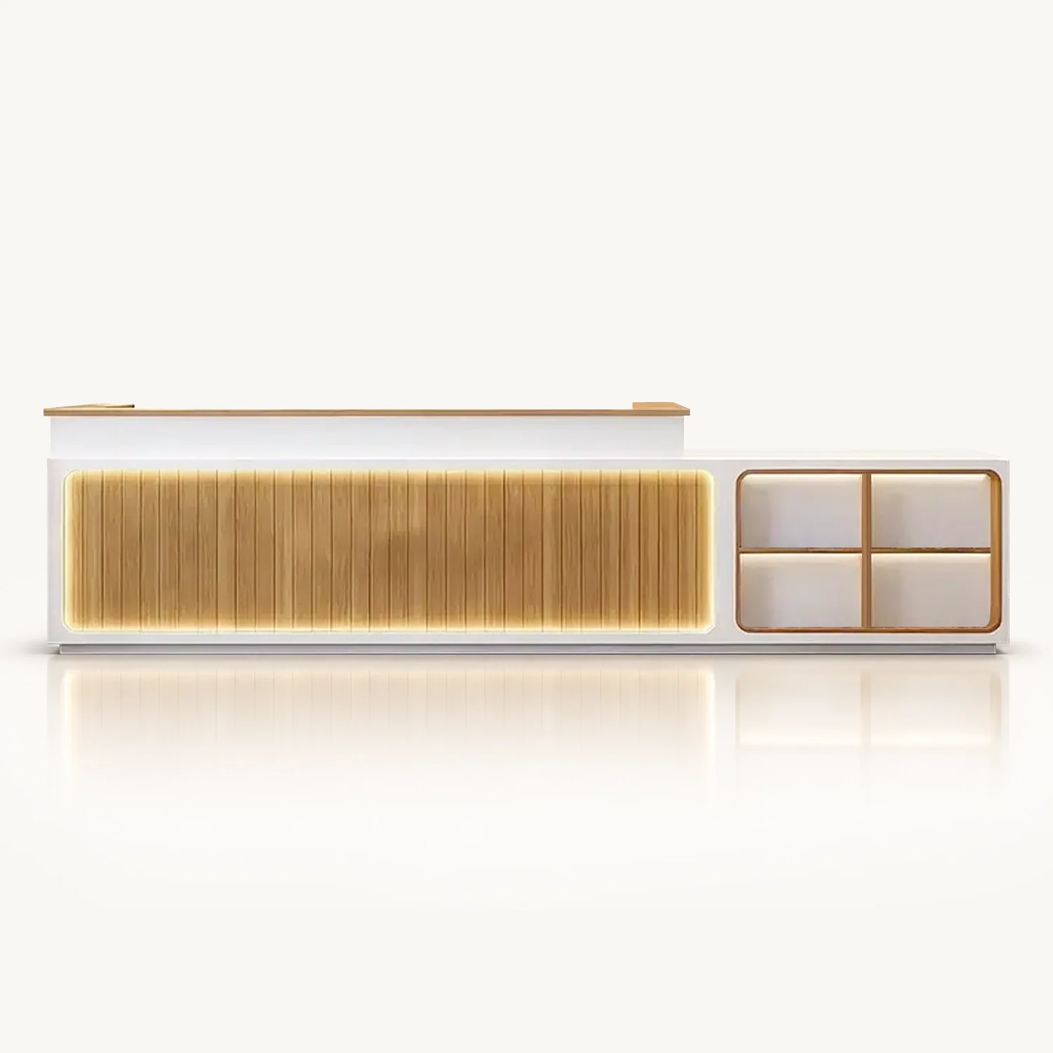Coffee Shop Wood Slat Reception Desk - Maoters