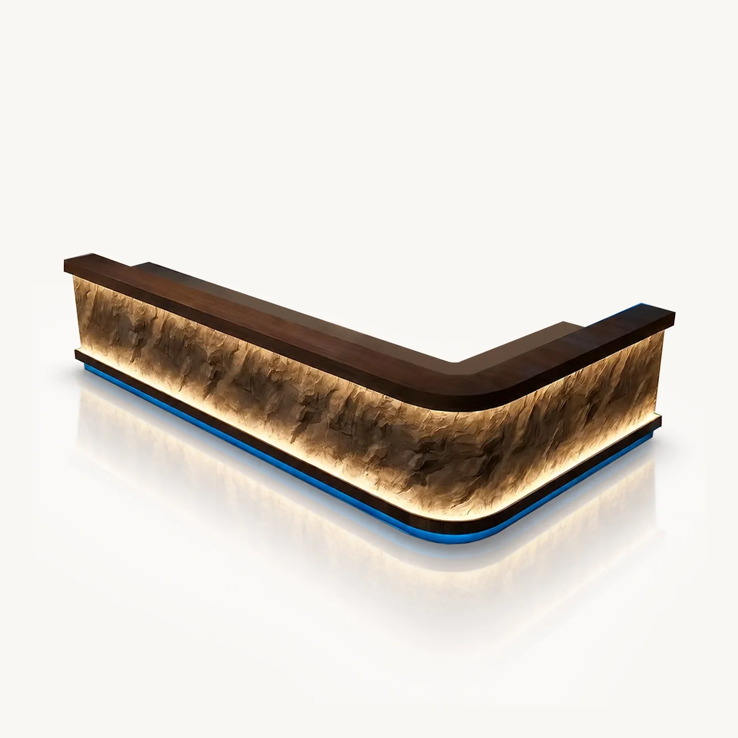 L-Shape Reception Desk with Stone Facade - Maoters