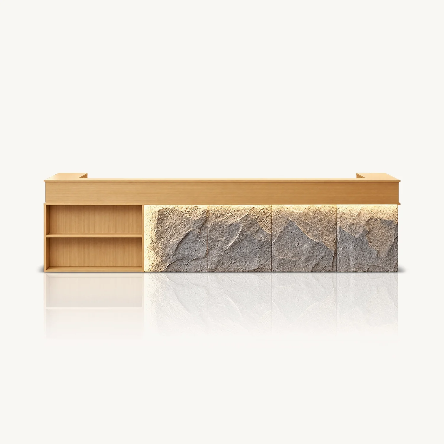 Modern luxury wood-finish reception desk - Maoters