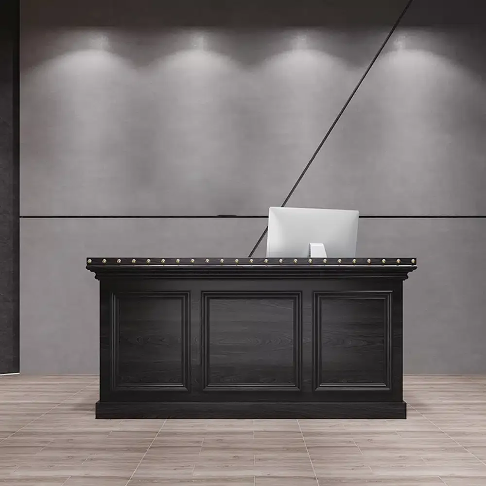 Retro Dark Wood Reception Desk - Maoters