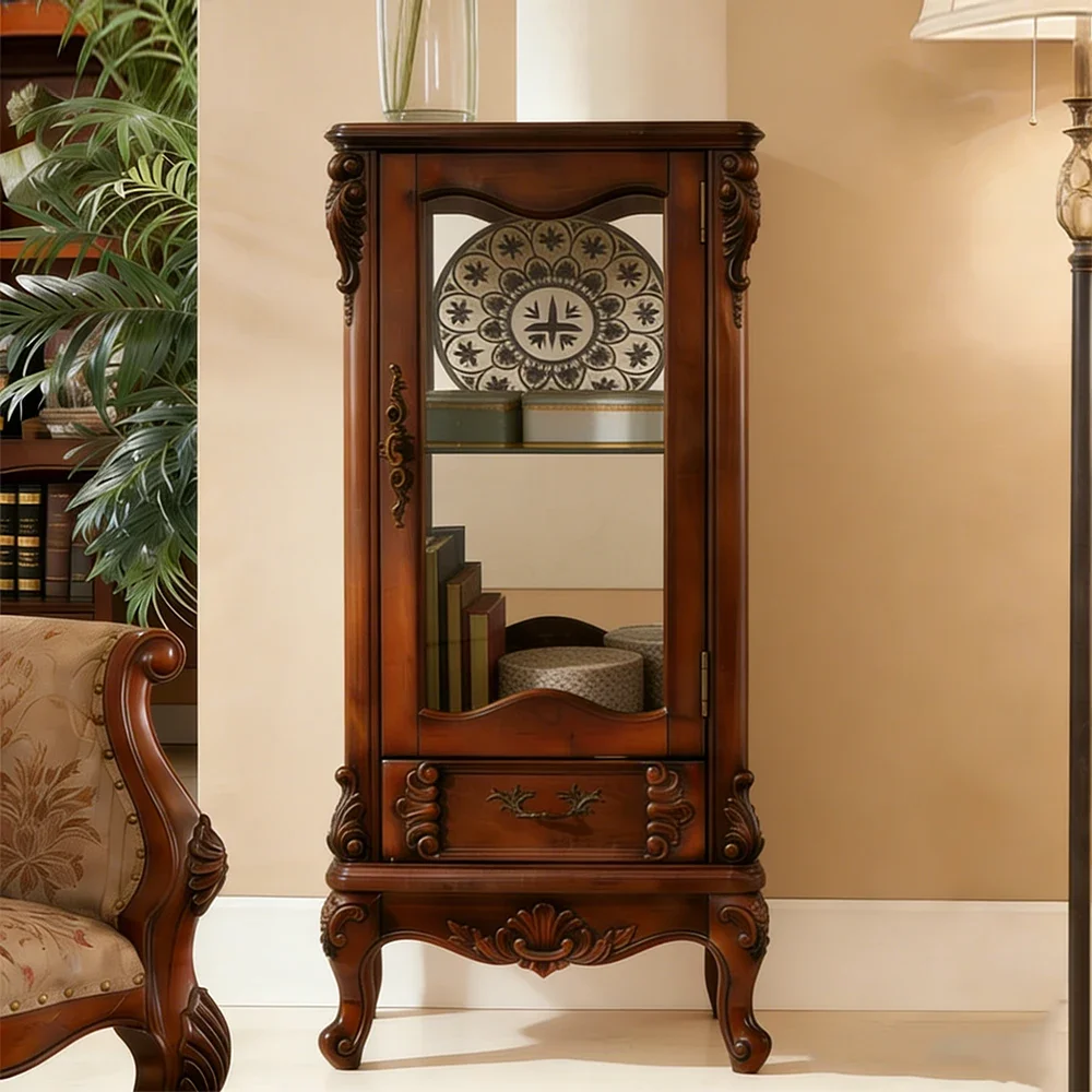 European Double-Door Glass Cabinet for Living Room