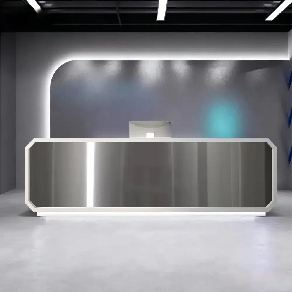 Modern Geometric Metal Reception Desk for Offices - Maoters