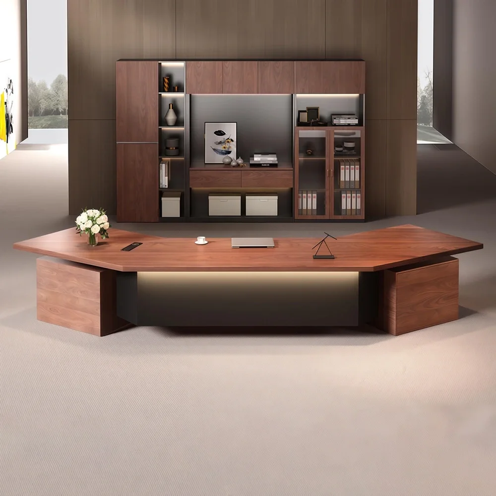 Spacious Office Hexagon LED Executive Desk - Maoters