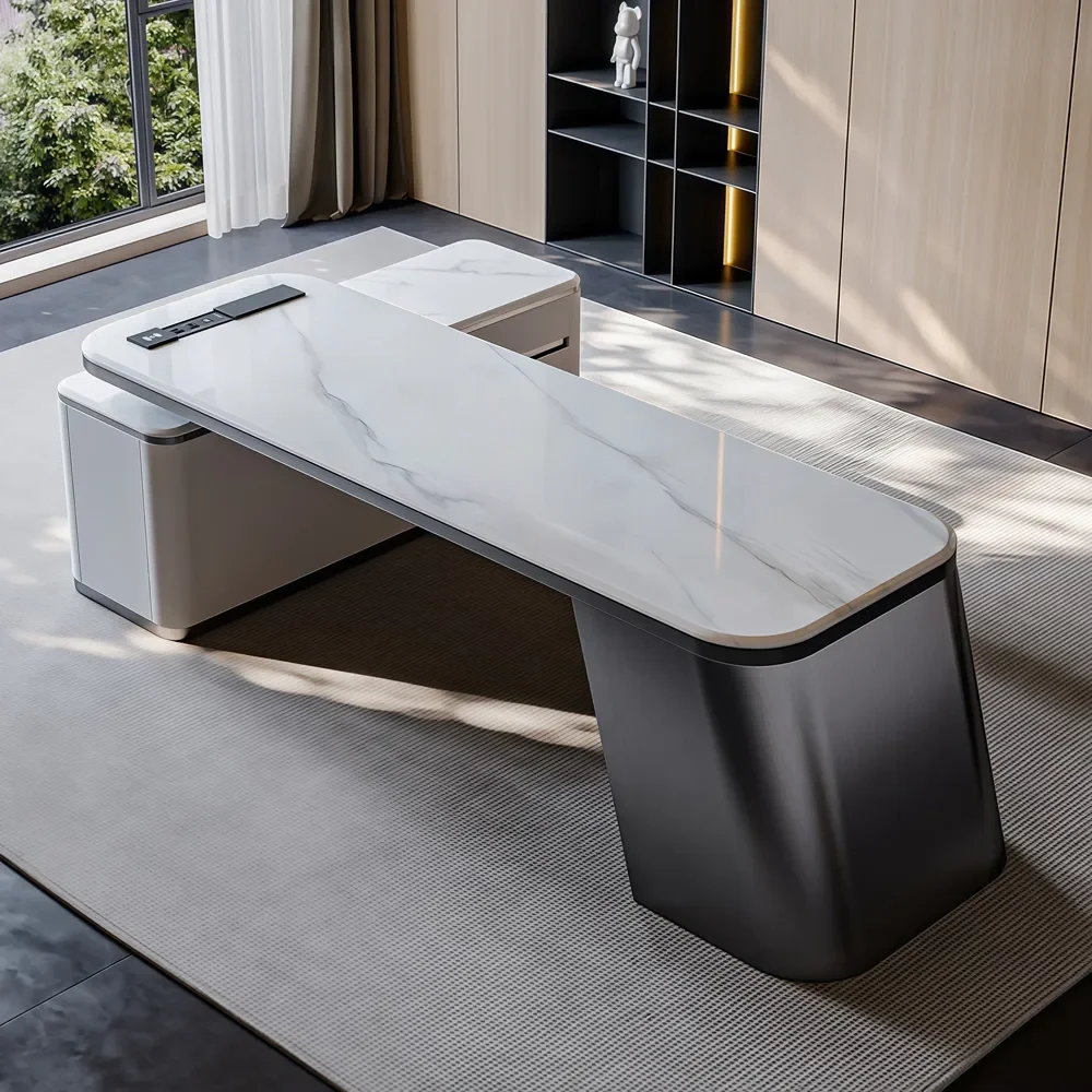Modern Affordable Luxury L-Shaped Sintered Stone Desk - Maoters