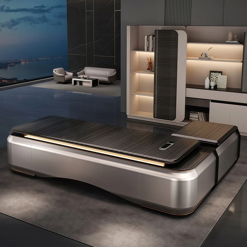 High-Gloss Modern Executive Desk - Maoters