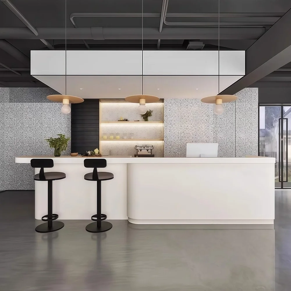 Modern Shop White Reception Counter - Maoters