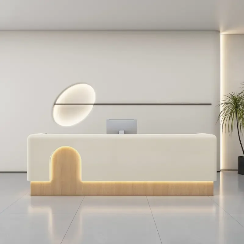 Long Rectangular Two Tone Front Desk - Maoters