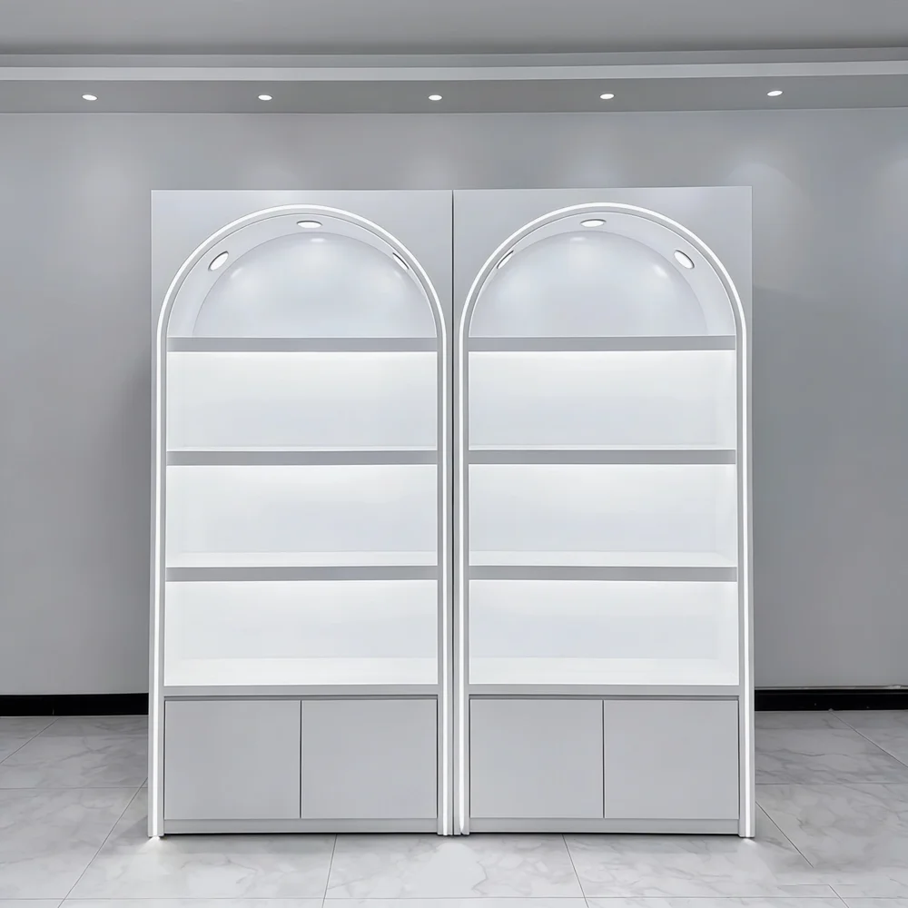 Beauty Clinic Skincare Showcase with Storage Shelves