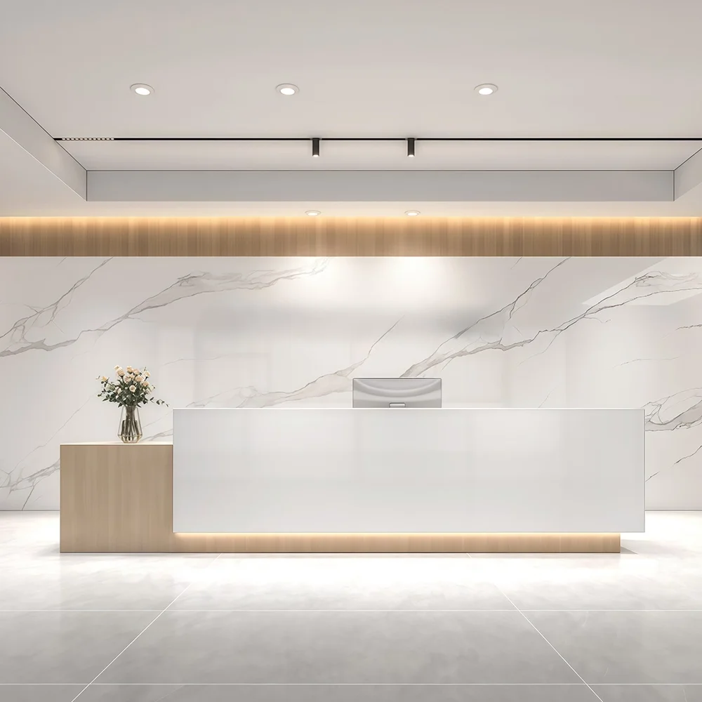 Simple Geometric Reception Desk for Workplace - Maoters