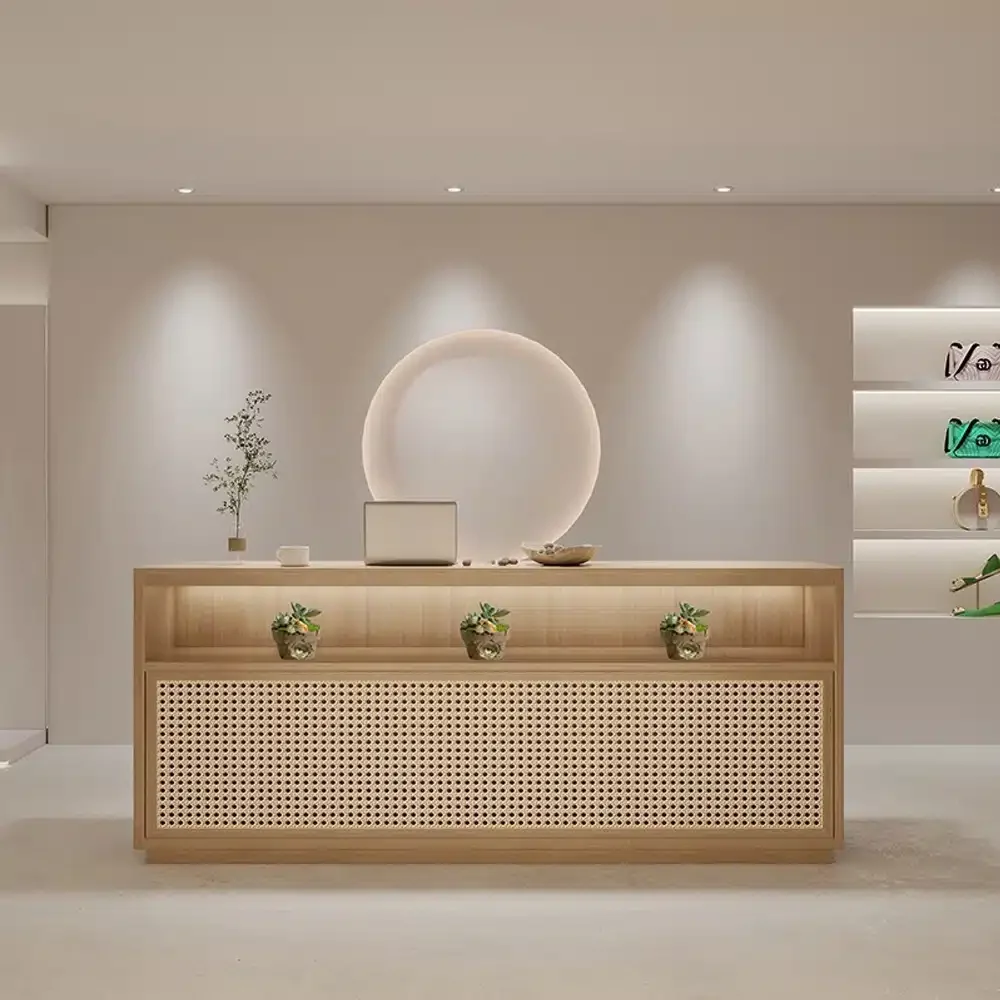 Simple Rattan Reception Desk - Maoters