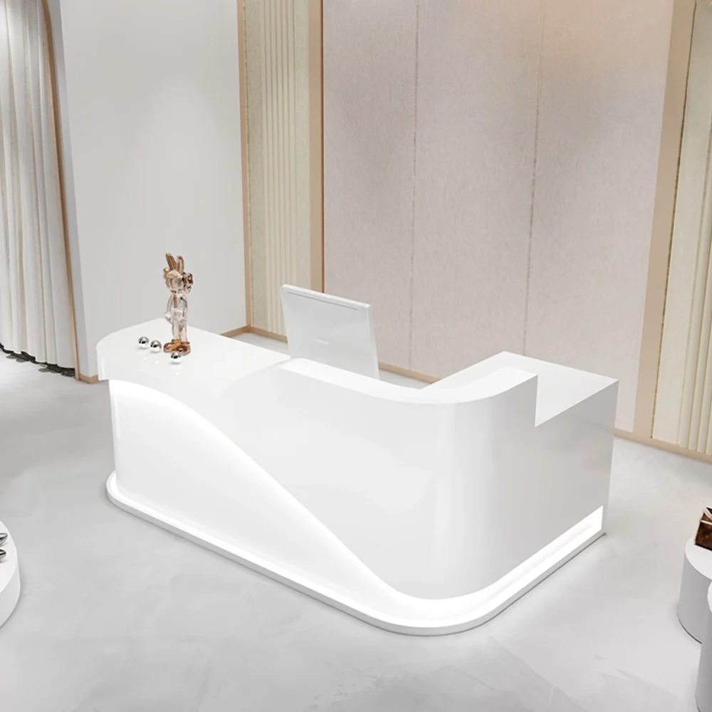 L-shaped Corner Cashier Reception Desk In The Shop