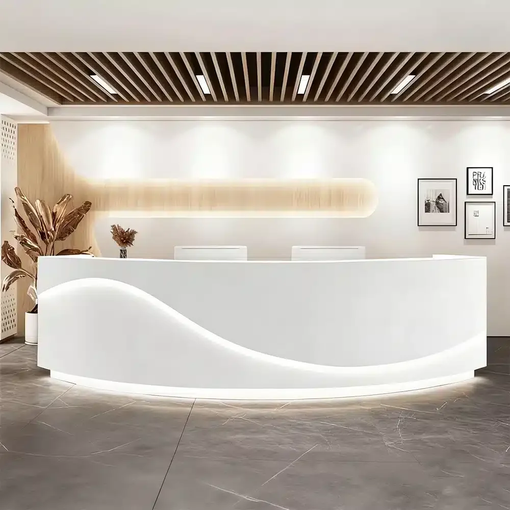 Curved Dental Reception Desk – Lacquer Clinic & Office Counter