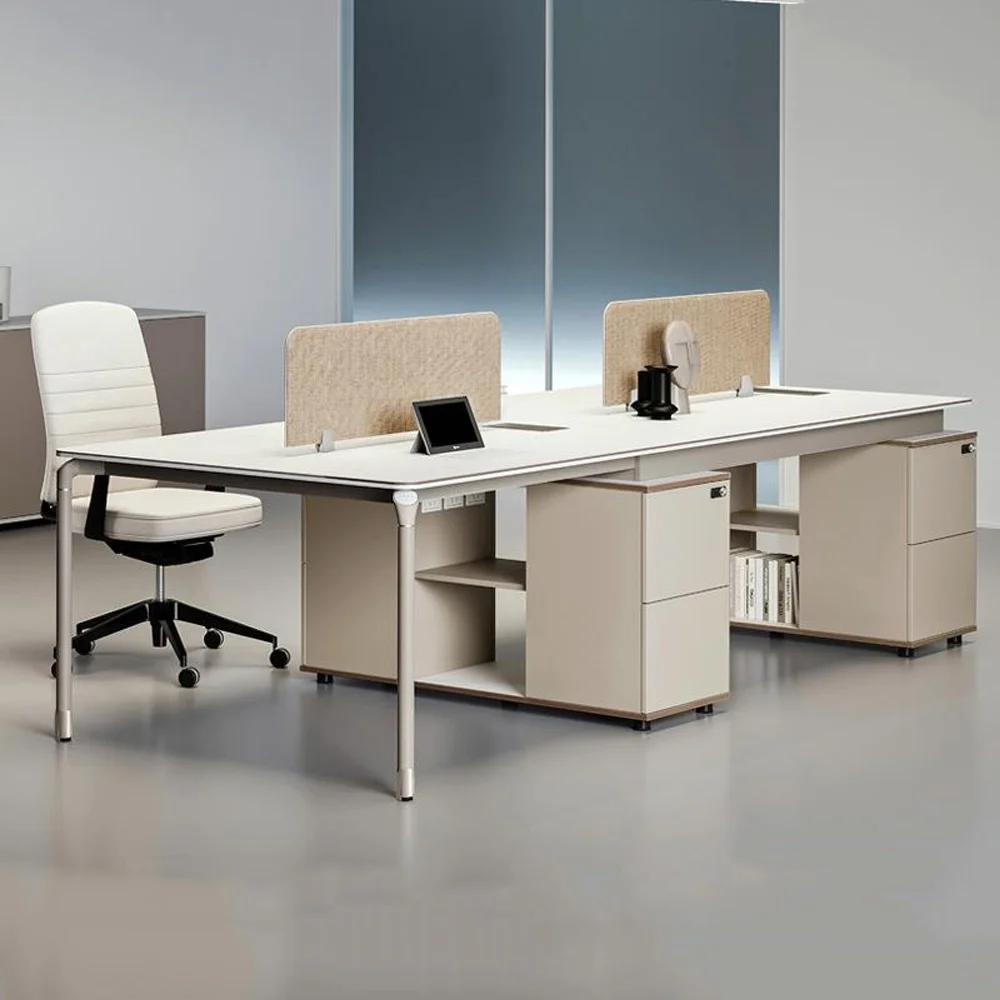 Modern Minimalist Staff Desk with Lock & Partition