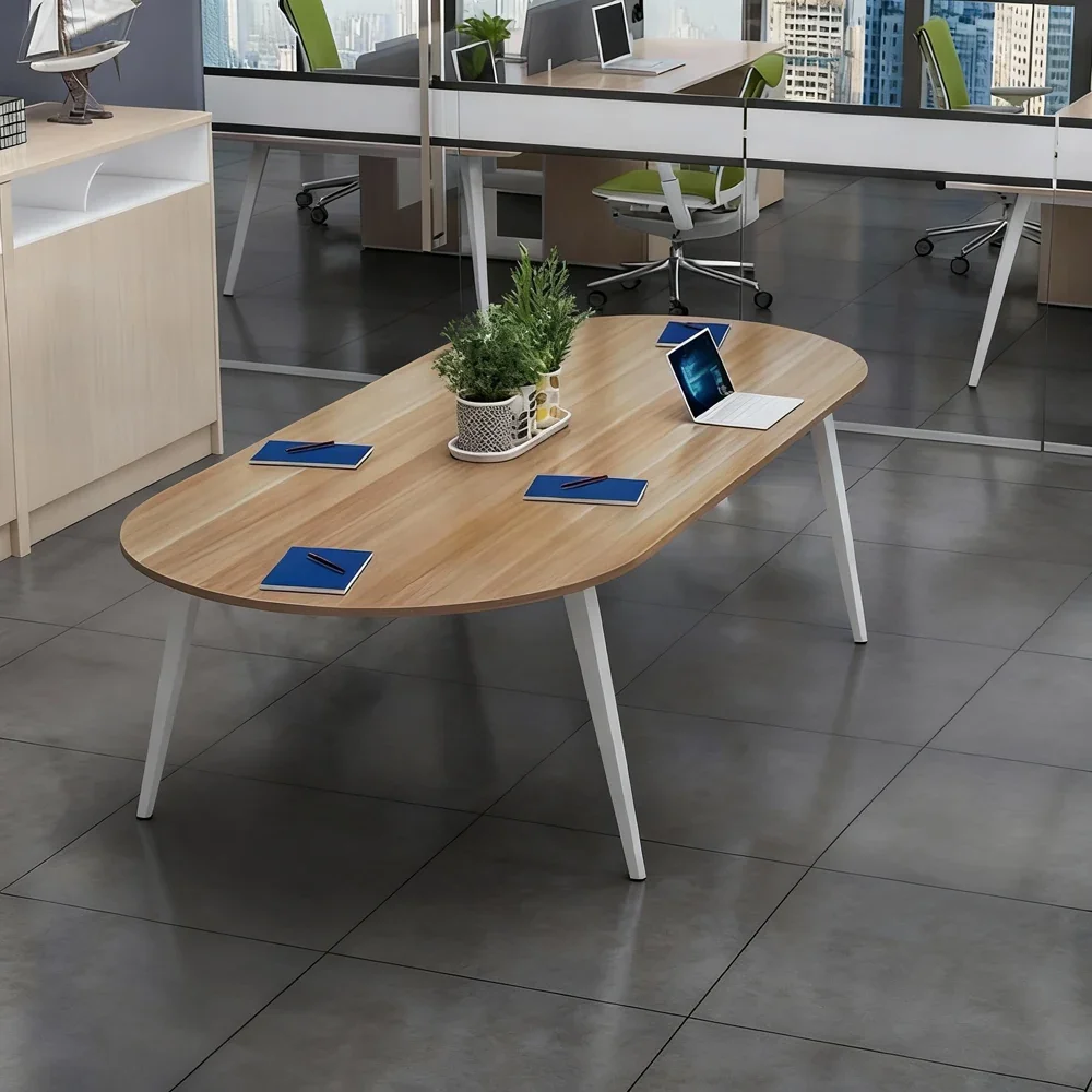Modern Rounded Rectangular Wood Conference Table - Maoters