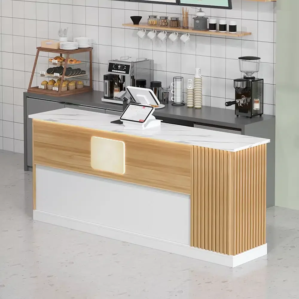 Cafe Store Wood Corner Reception Desk - Maoters