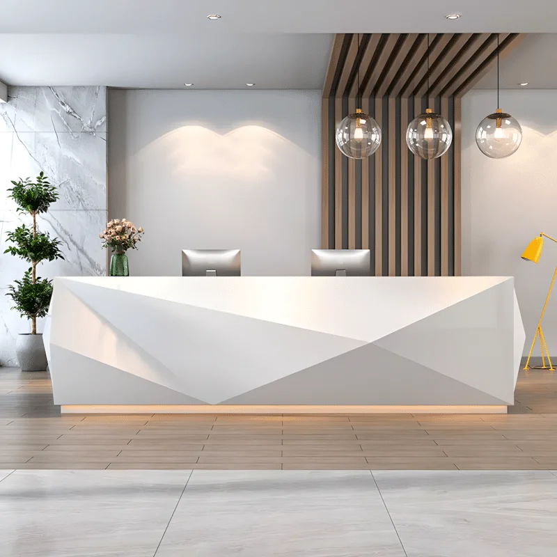 Modern Geometric Faceted Reception Desk - Maoters