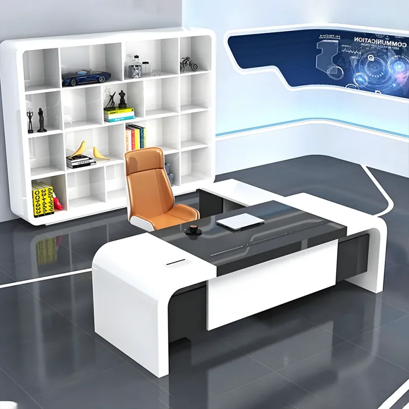 Tech Style Curved L Executive Desk - Maoters