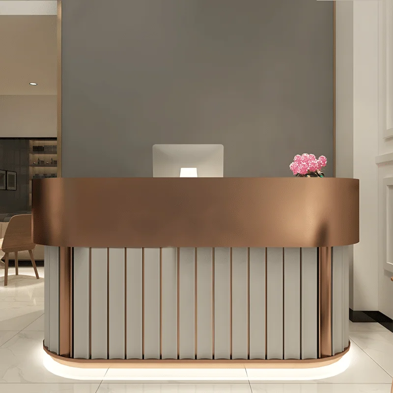 Modern Curved Fluted Reception Desk - Maoters
