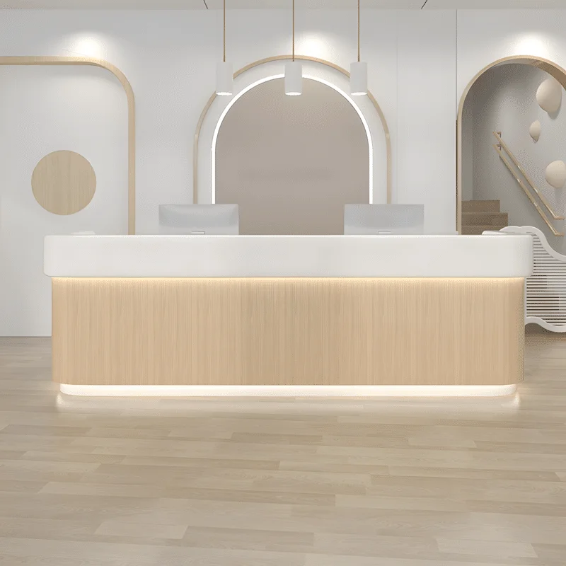 Modern Simple Wood Grain Reception Desk