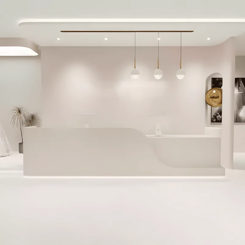 Modern Wave Curved Reception Desk for Salons - Maoters