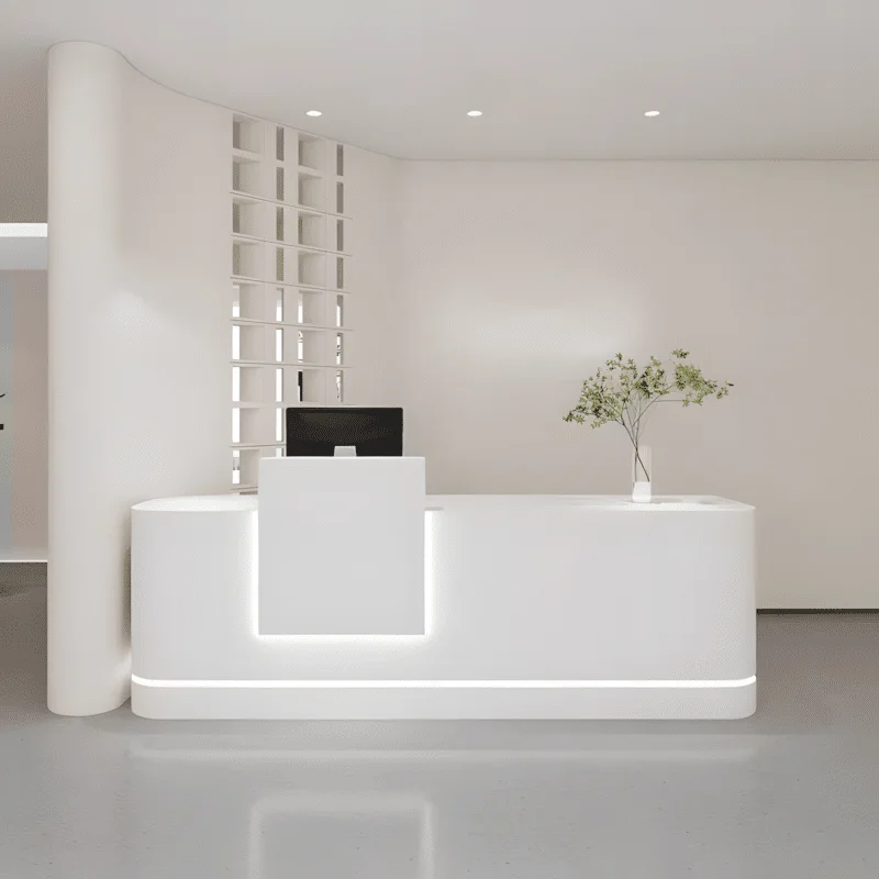 Minimalist Rounded Salon Reception Desk - Maoters