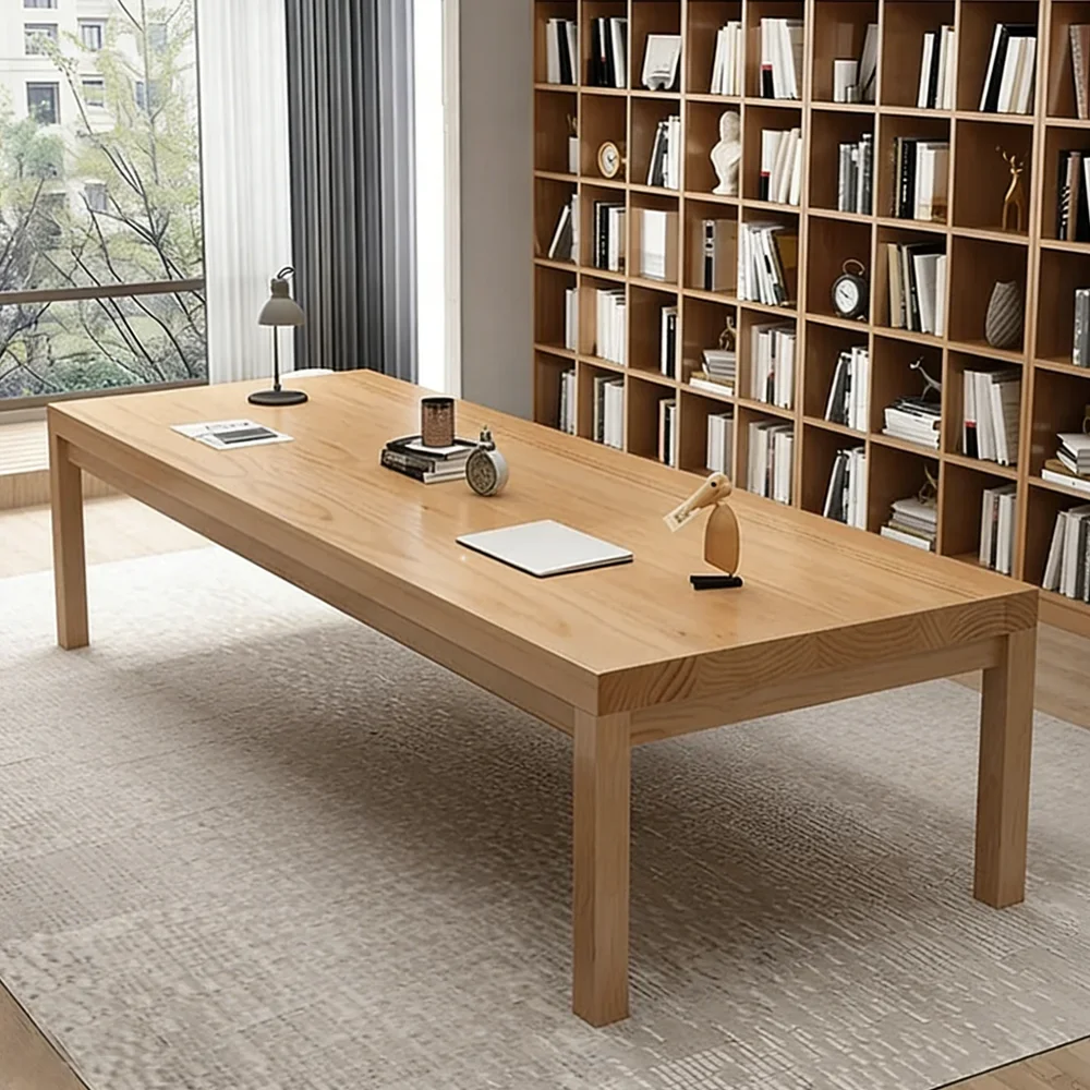 Minimalist Solid Wood Rectangular Conference Table - Maoters