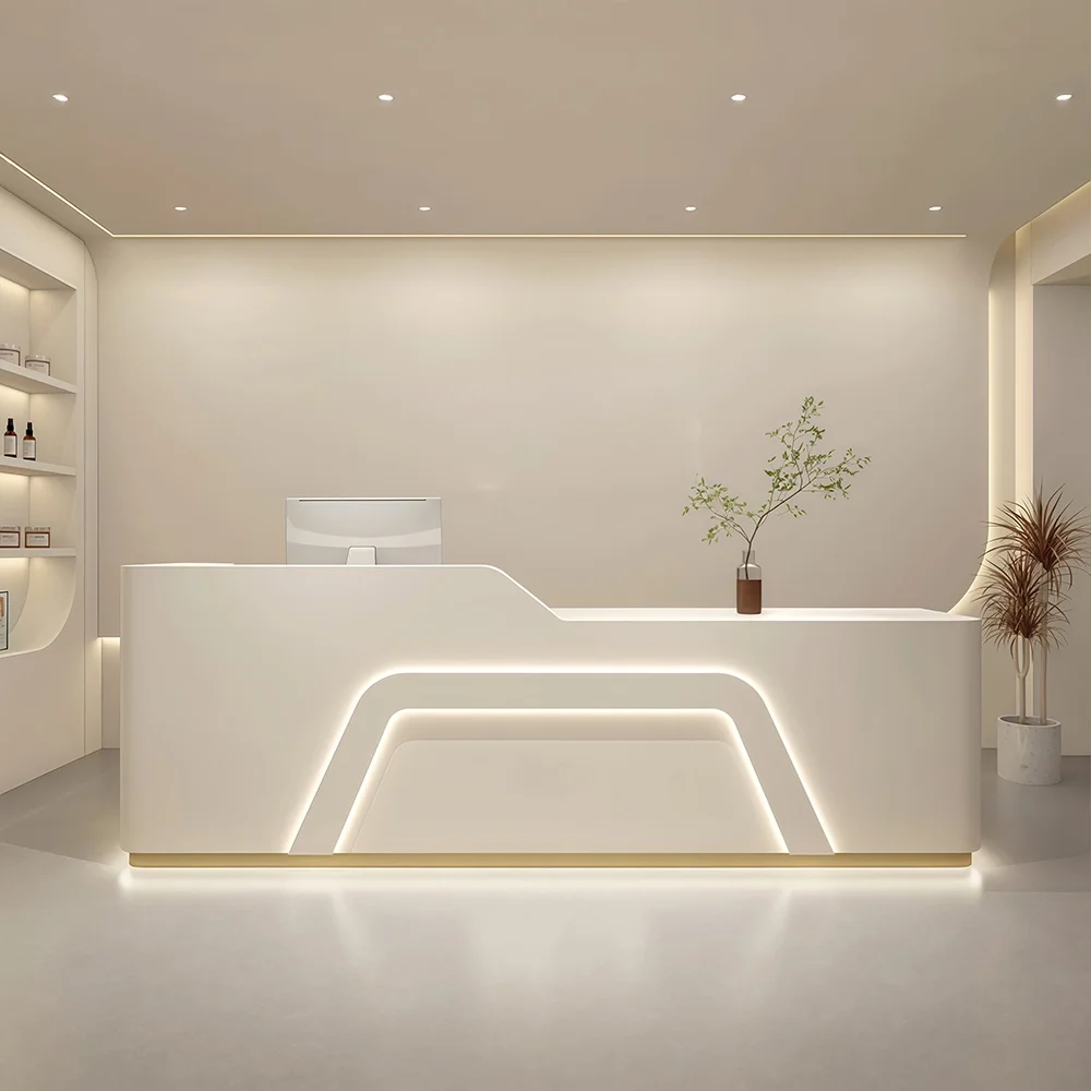 Beauty Salon Milky white Reception Counter Desk - Maoters