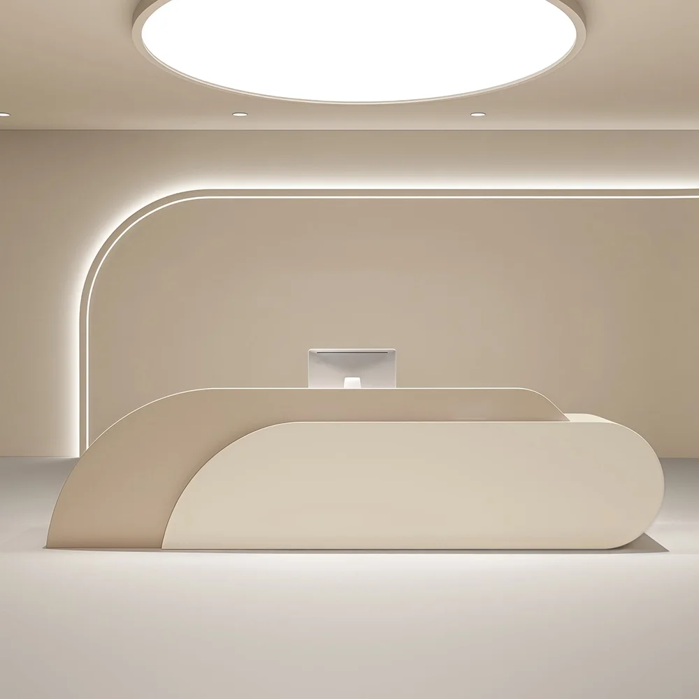 Stylish Curved Cashier Counter For Beauty Salons