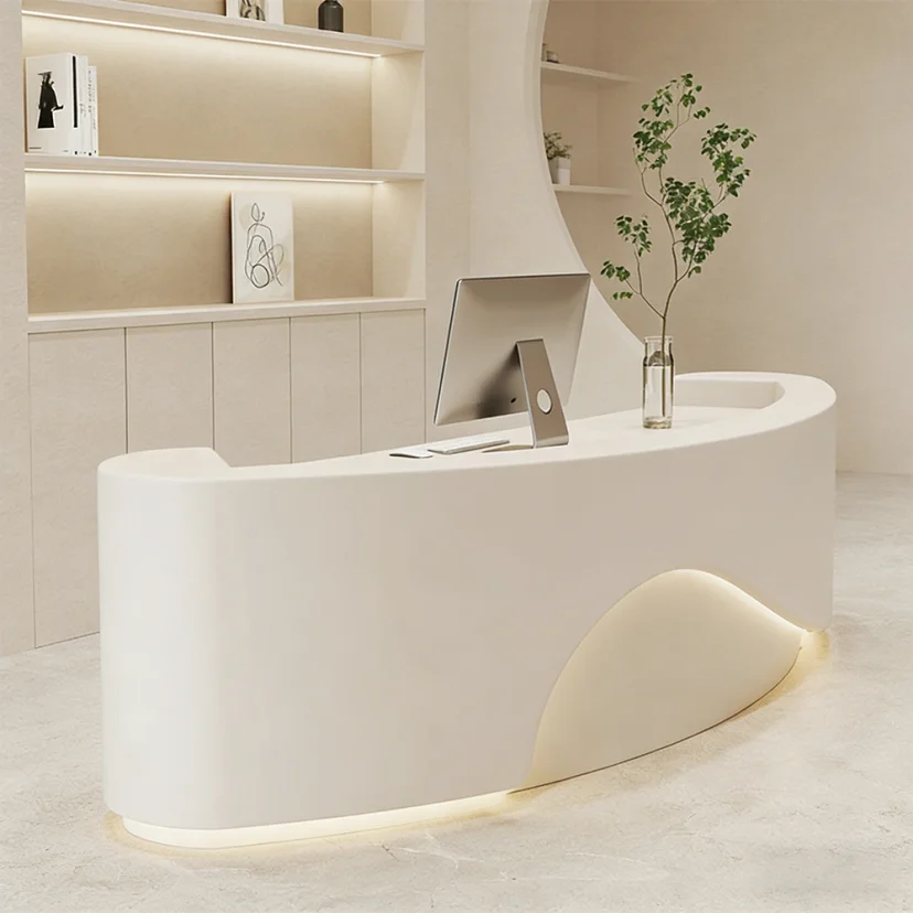Curved Front Desk For Commercial Spaces