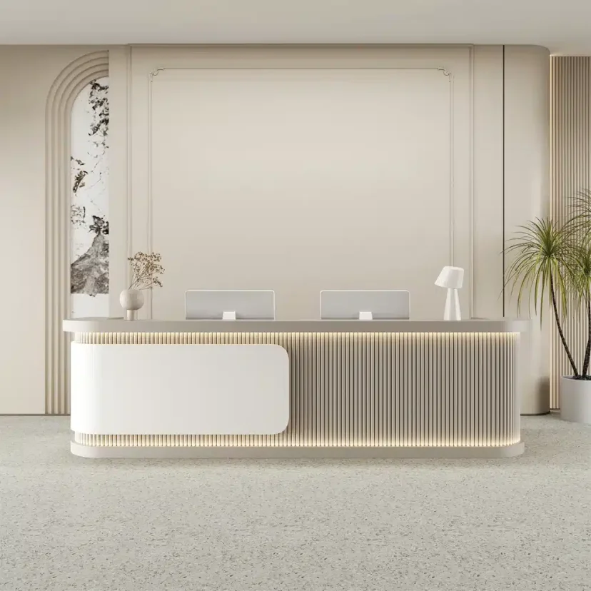 Soft Curved Multi Workstation Reception Counter - Maoters