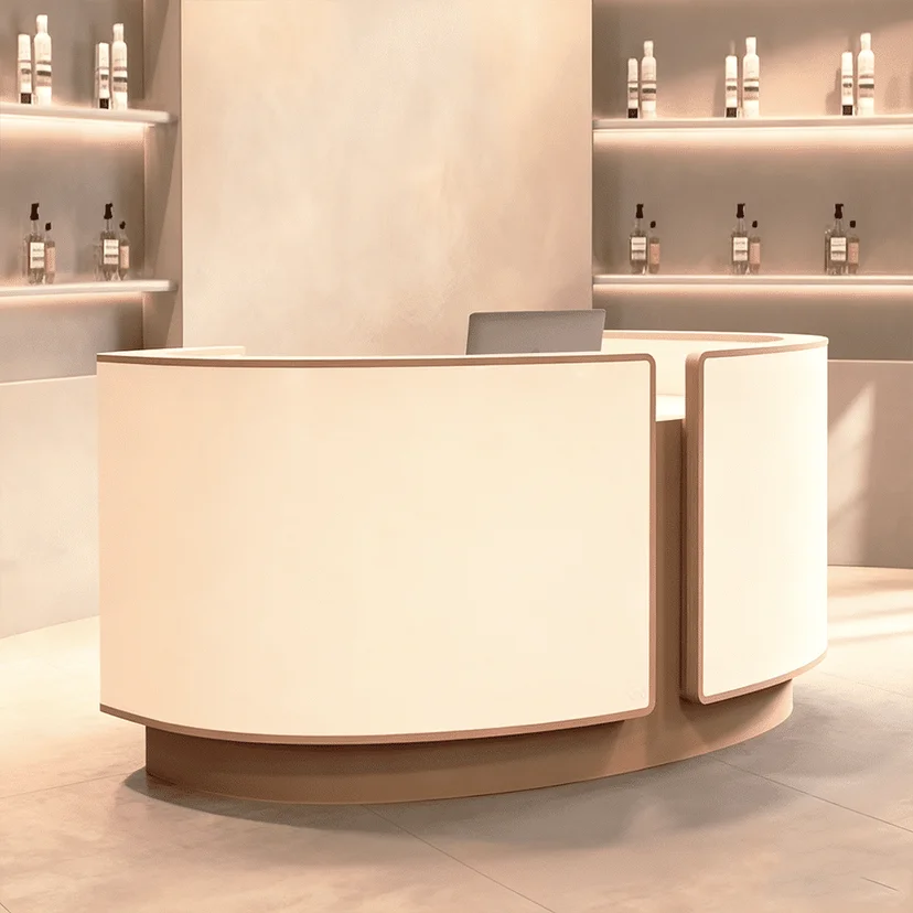 Curved Salon Reception Desk – Beauty & Boutique Counter