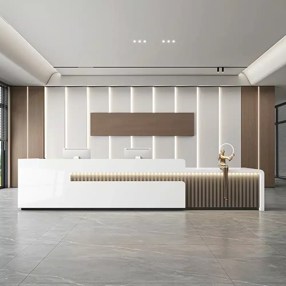 Large Commercial Asymmetrical Reception Desk - Maoters