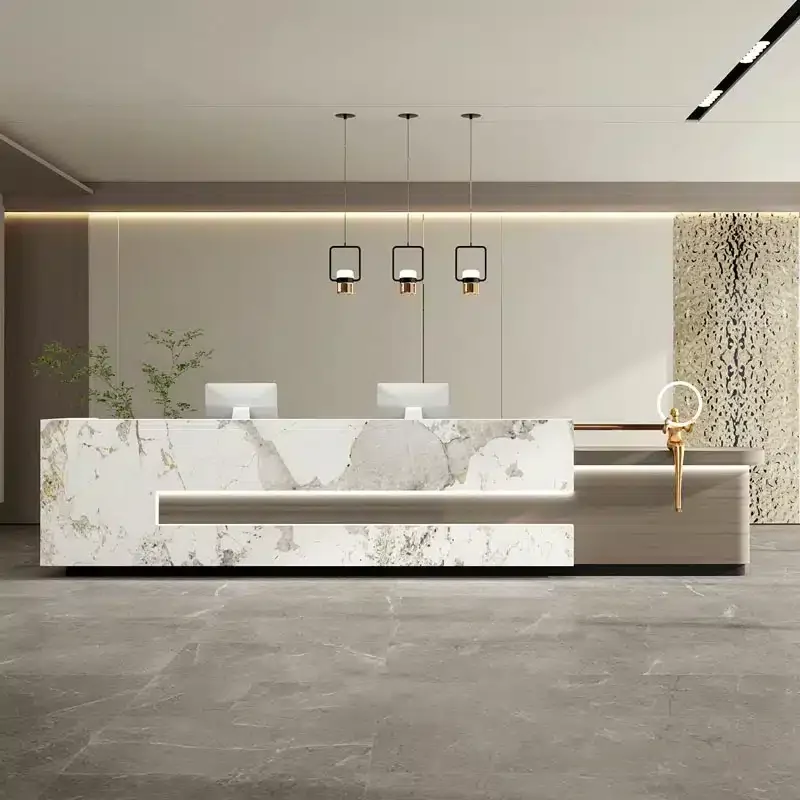 Marble Grain Step Reception Desk - Maoters