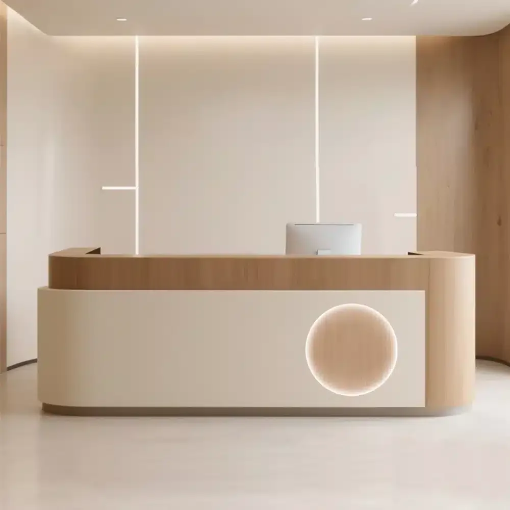 Minimalist Wood Accent Reception Desk - Maoters