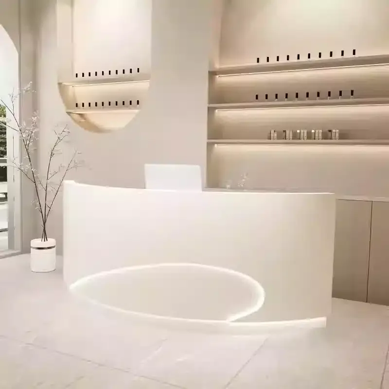 Luxury Curved Reception Desk – Salon & MedSpa Counter