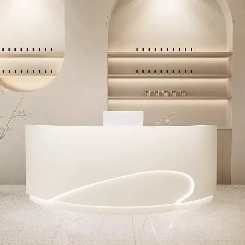 Luxury Curved Reception Desk – Salon & MedSpa Counter