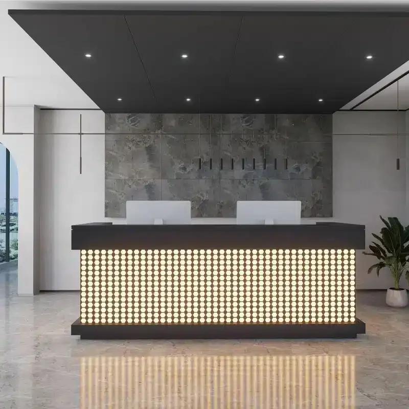 Grid Light Straight Reception Desk - Maoters