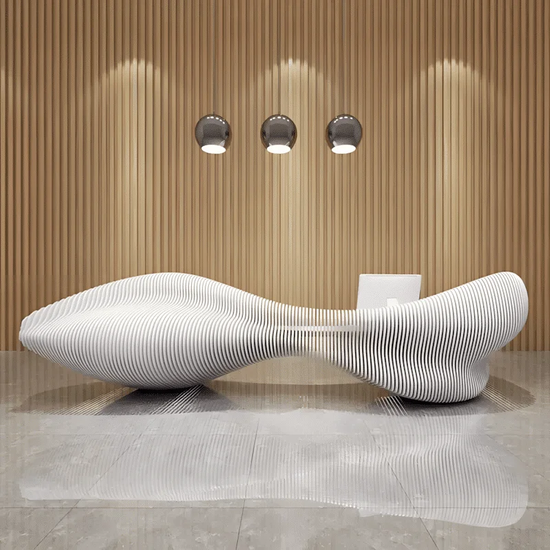 Curved Wave Slice Reception Desk - Maoters