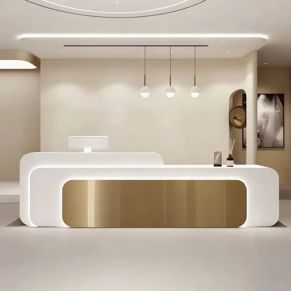 Lobby Luxury Metallic Reception Desk - Maoters