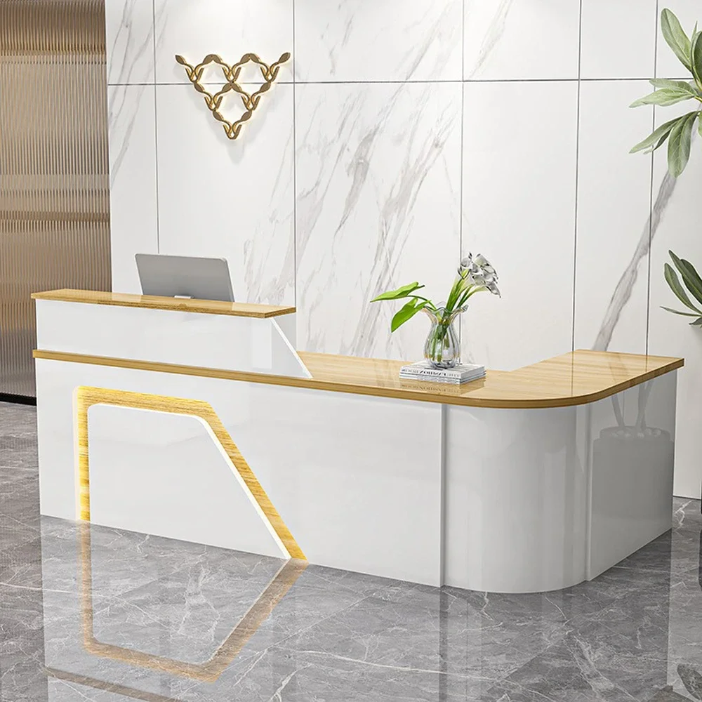 Classic And Versatile Rounded Cashier Reception Desk
