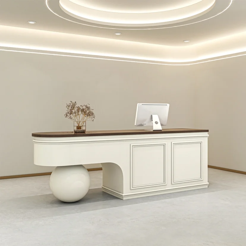 Curved Reception Desk with Sphere Base - Maoters