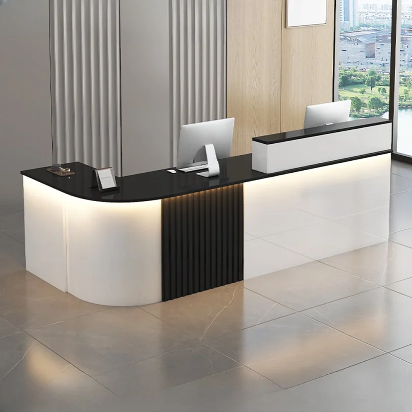 One Side Curved Modern Reception Desk - Maoters