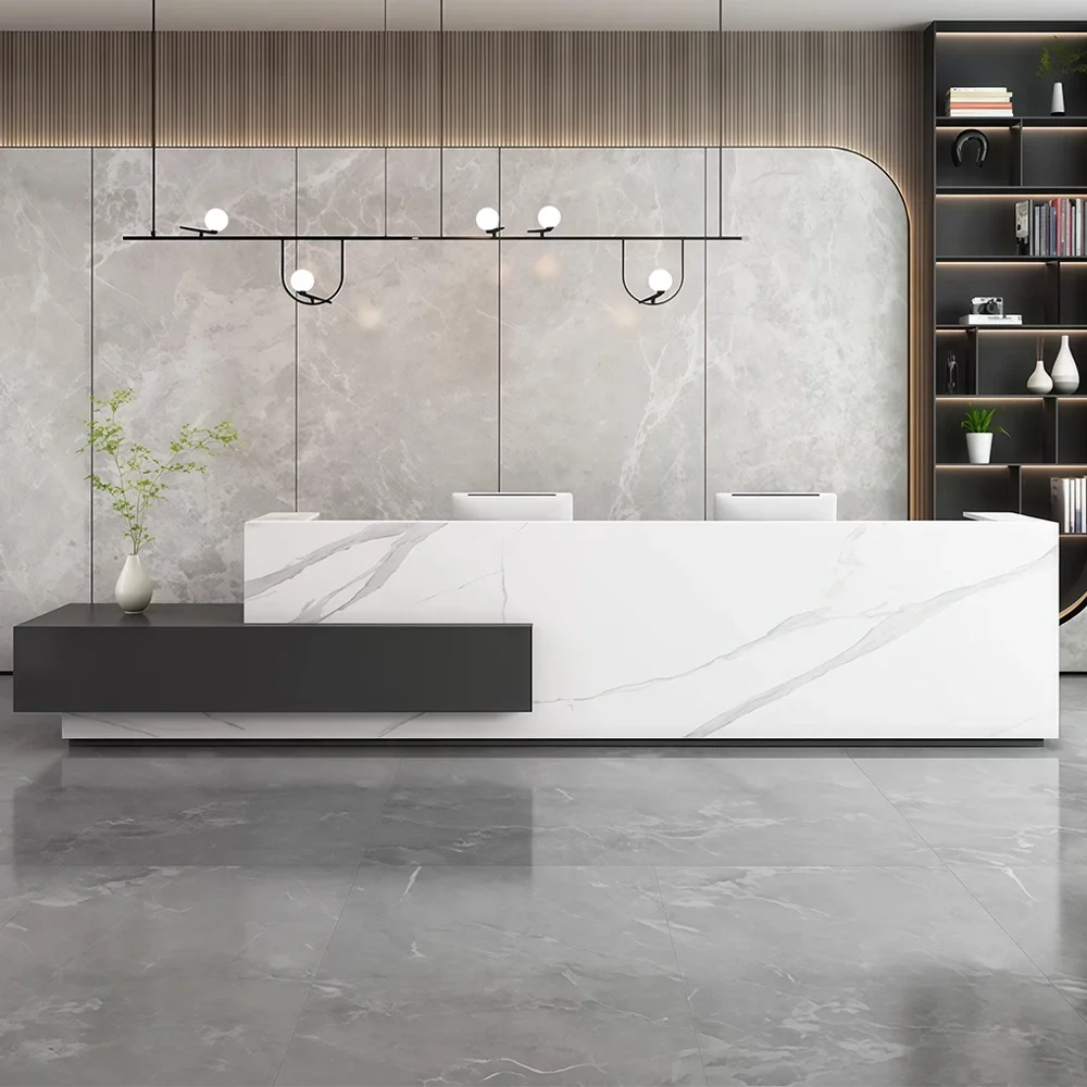 Linear Reception Desk with Side Extension - Maoters