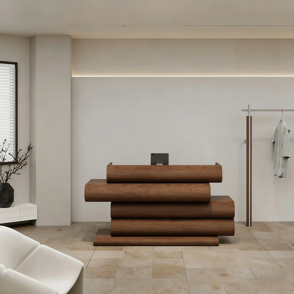 Stacked Timber Reception Desk for Boutiques - Maoters
