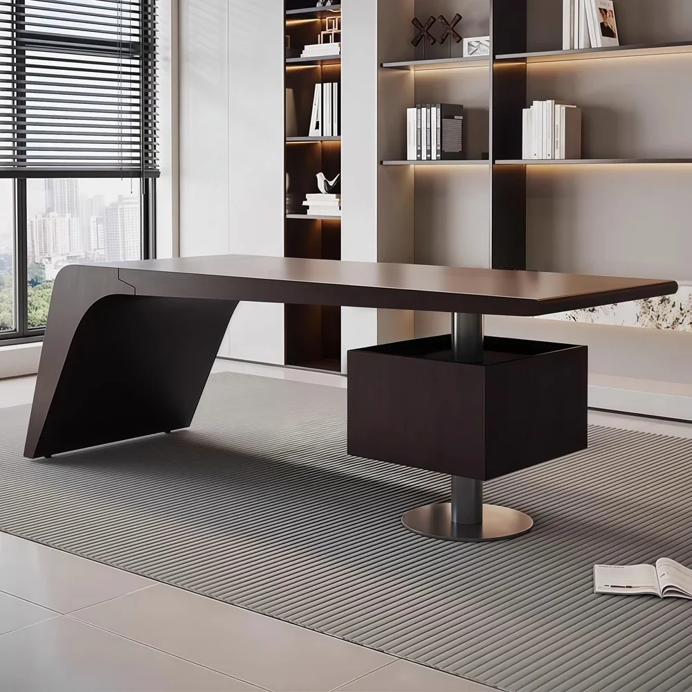Minimal Office Dark Wood Manager Desk - Maoters