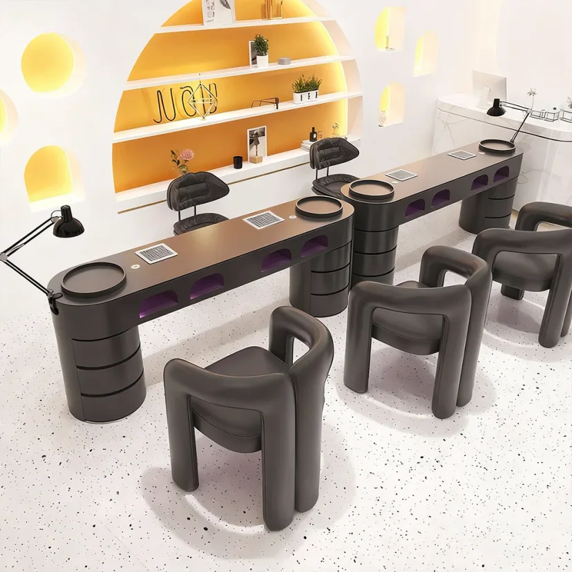 High-End Dark Nail Table Vacuum Light Set