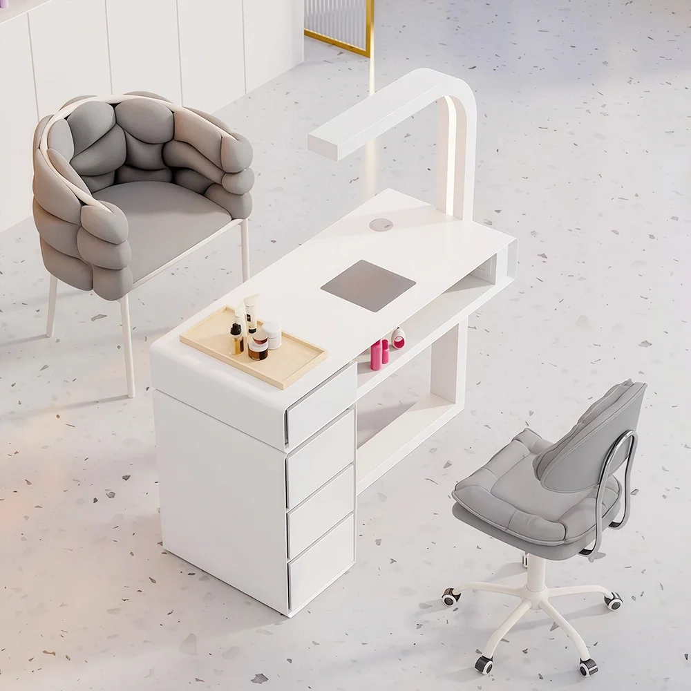 Ins Style Nail Table with Vacuum Light