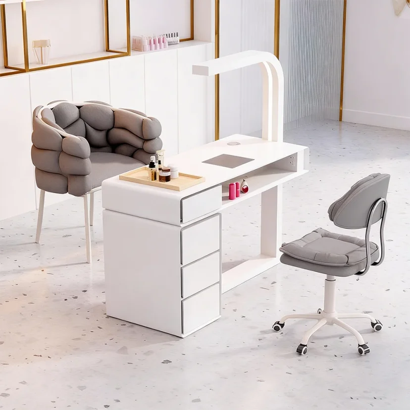 Ins Style Nail Table with Vacuum Light