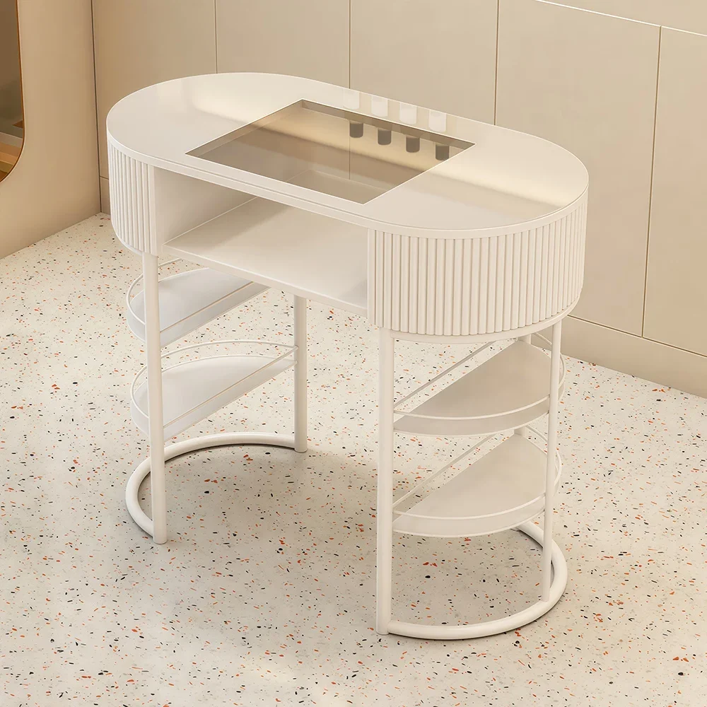 Japanese Style Cream Marble Nail Desk